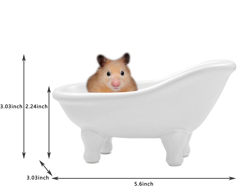 dodococa 1piece 5.6"" White Ceramic Mini Bathtub Soap Dish Small Planter Makeup Organizer Container Hamster Bathtub (White) - Image 5